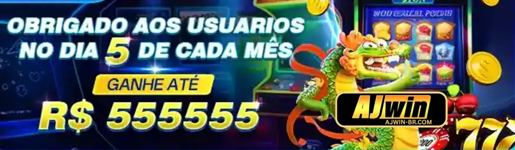 Bônus especial de R$555.555 no AJWIN Cassino para usuários ativos todo dia 5 do mês